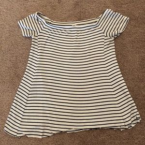 Blue and white off the shoulder top